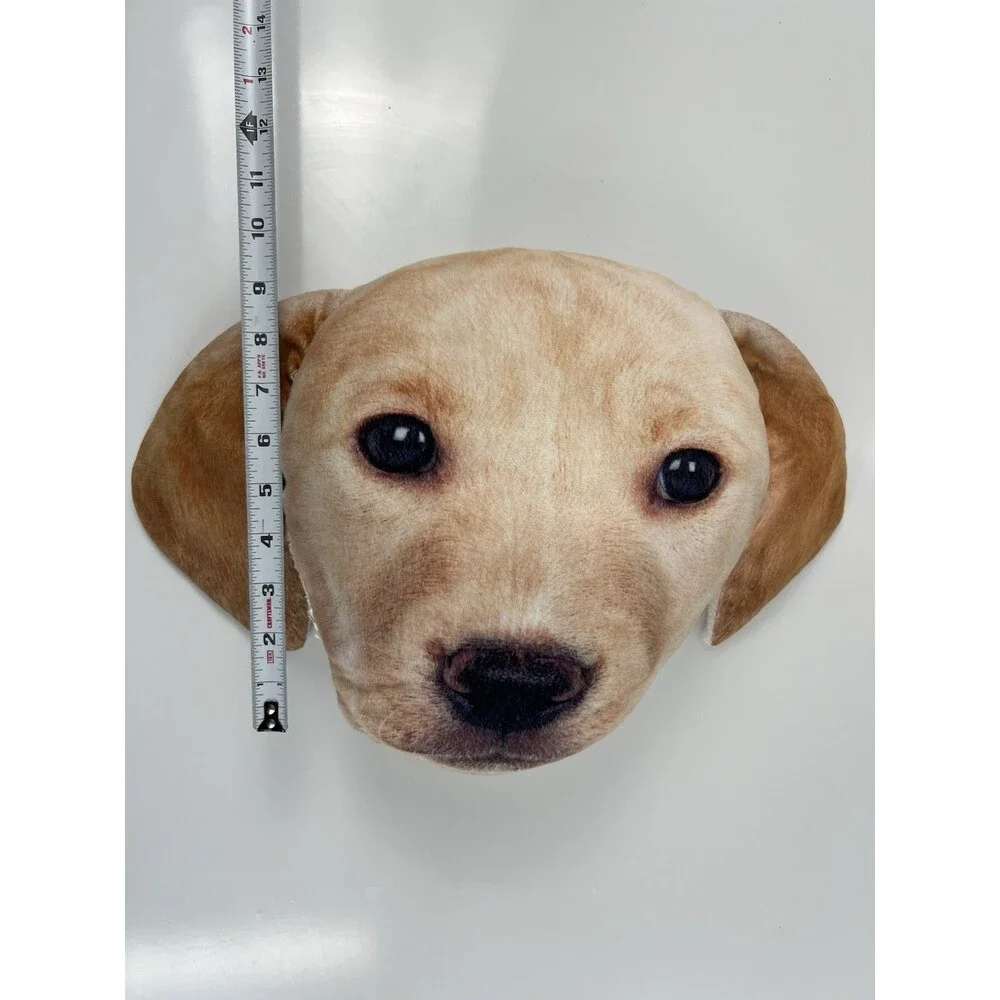 Realistic DOG FACE PILLOW Yellow Labrador Stuffed Plush Throw Pillow Dog Bedding